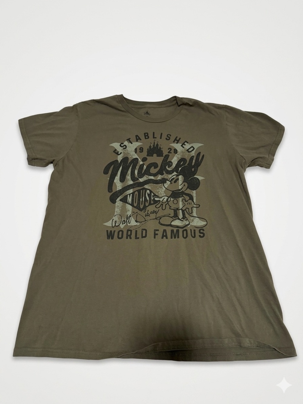 Disney Olive Green Mickey Mouse Graphic Tee